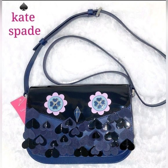 🔹️ Kate Spade 🔹️medium flap Nightcap Zipper crossbody + key chain bundle 🦉✨️ - Picture 1 of 7